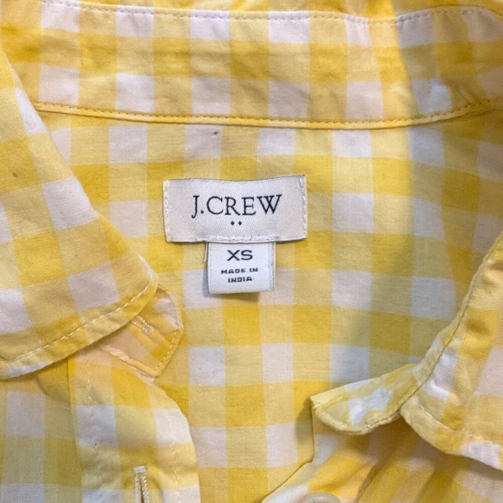 J. Crew Yellow Gingham Cotton Shirt, Women's Size XS - Picture 3 of 6